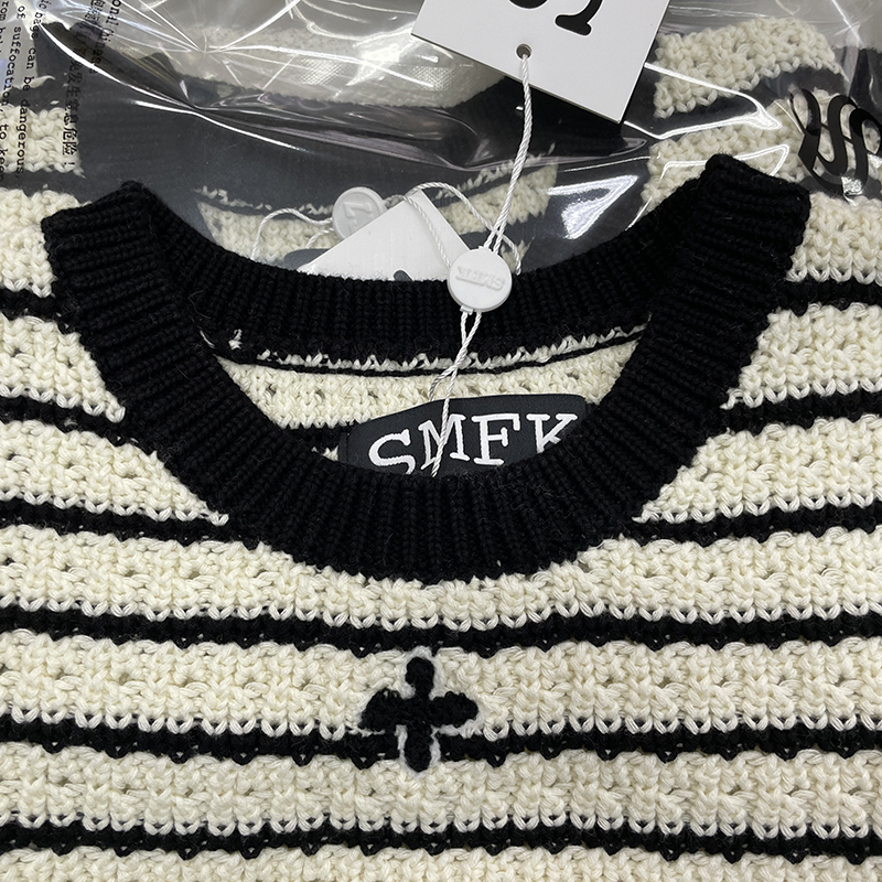 SMFKtシャツヤーン バッグｎ級品トップス カジュアル ショットTシャツ 縞 ホワイト_3