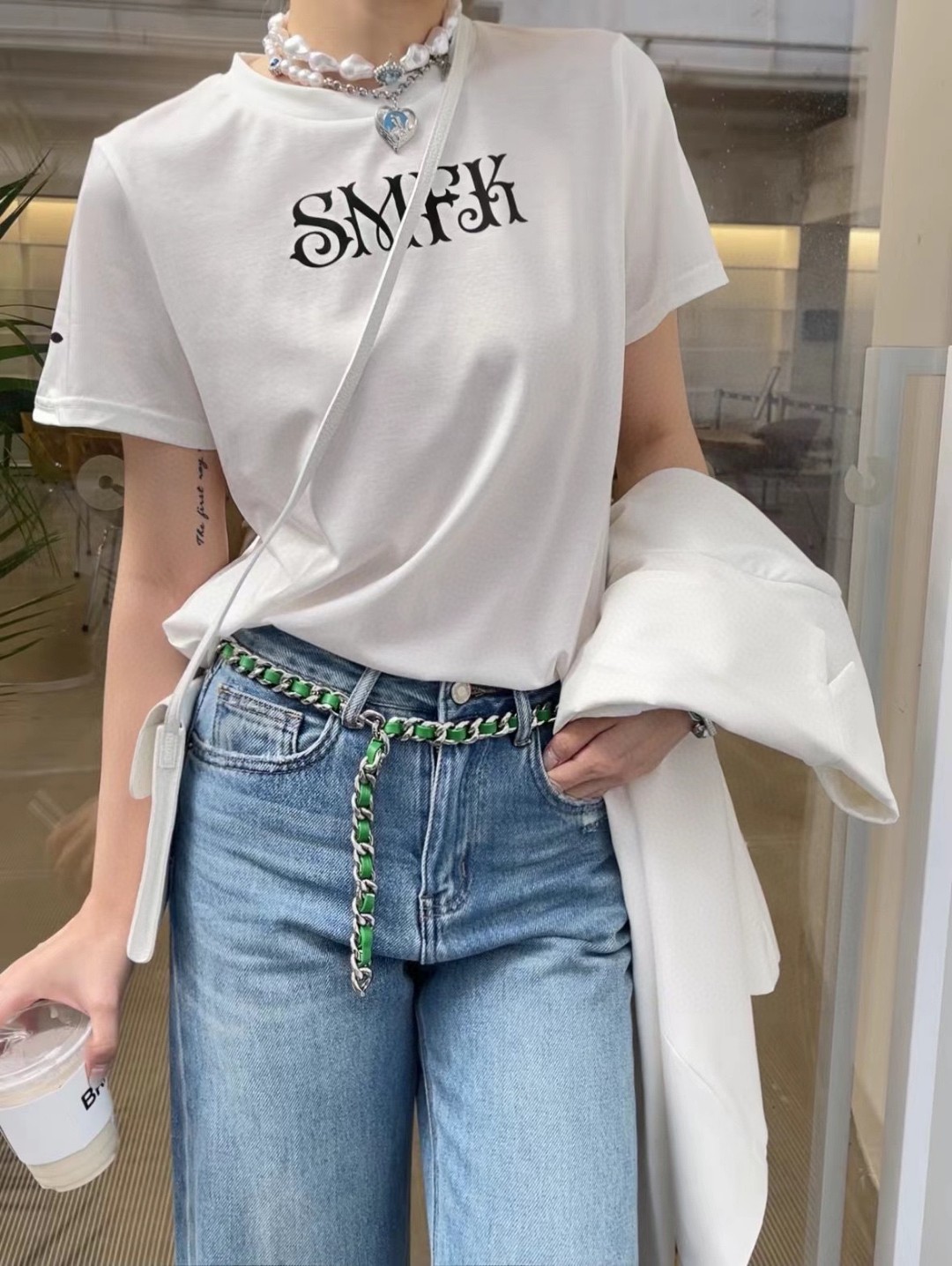 SMFKtシャツヤーン激安通販 トップス ファッション 新作 短袖 シンプル 純綿 2色可選 ホワイト_2