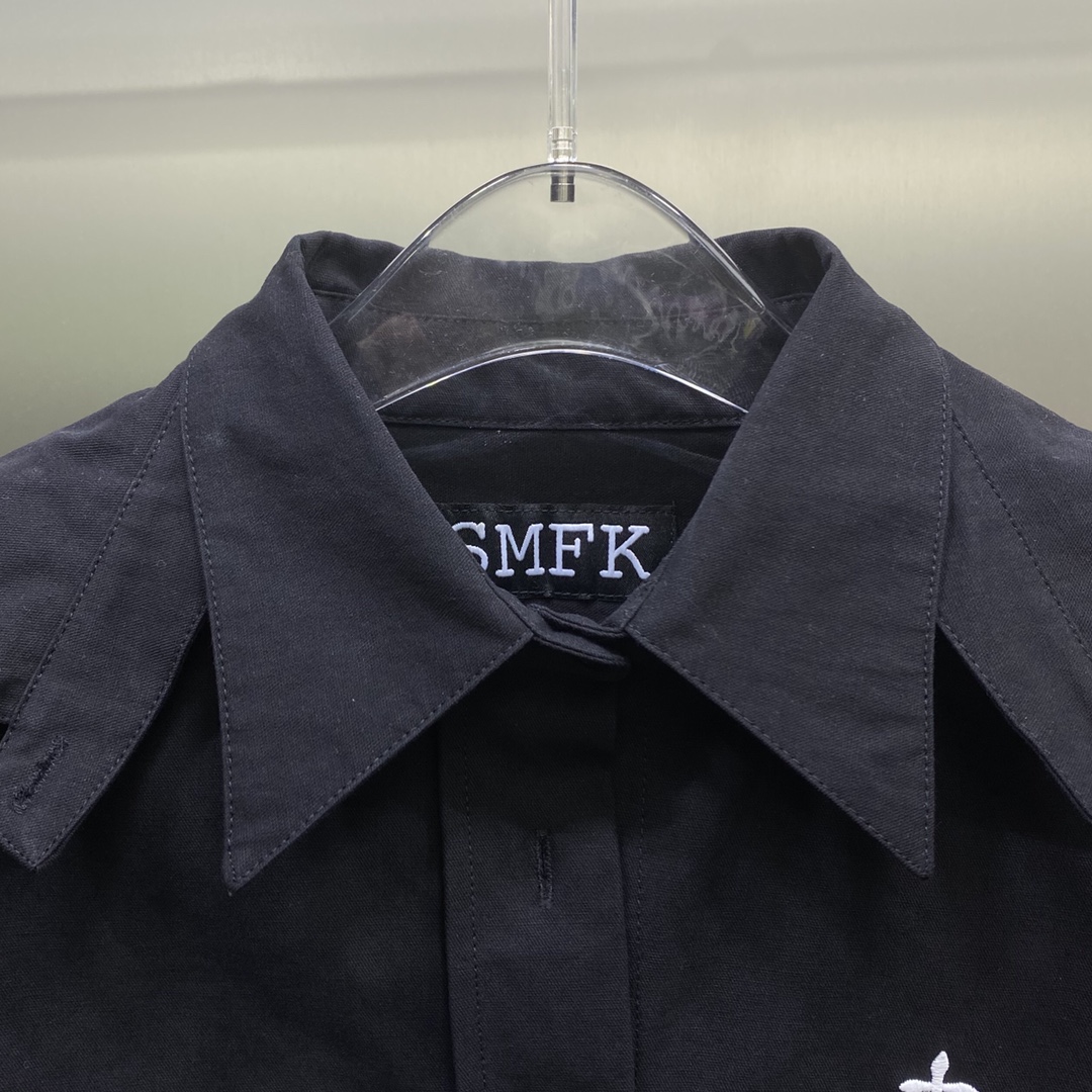 SMFKシャツ アイロン不要ｎ級品 シンプル ショットシャツ レディース 長袖トップス ブラック_5