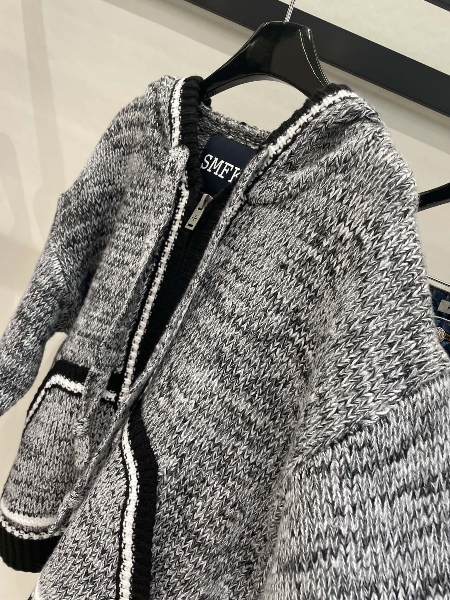 SMFKセーター a激安通販 長袖トップス ニット フード付き 柔らかい ファッション レディース グレイ_3