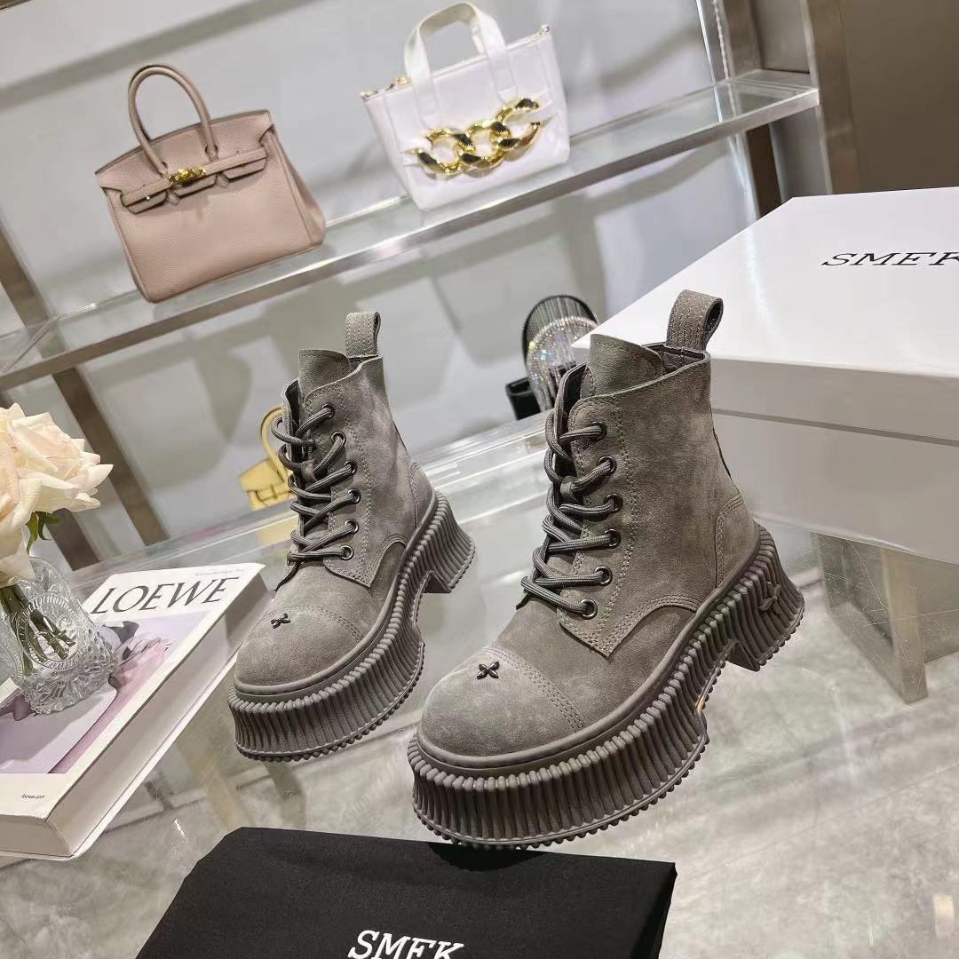SMFKオン シューズｎ級品 抜群な存在感 カジュアル 革靴 イングランド風 ハイトップ 厚底 5色可選 グレイ_3