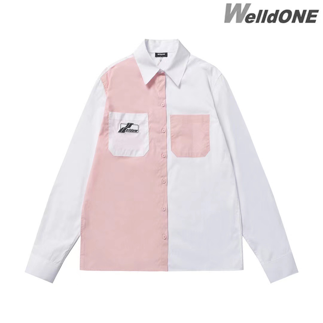 WE11DONE ウェルダン tシャツスーパーコピー 高級品 ビジネスシャツ 男女兼用 2色可選 ピンク_1