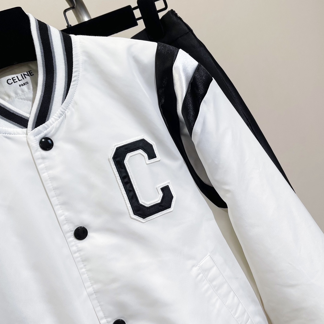 セリーヌのジャケットコピー トップス アウター ファッション シンプル 暖かい 野球服 ランニング 刺繍 ホワイト_2