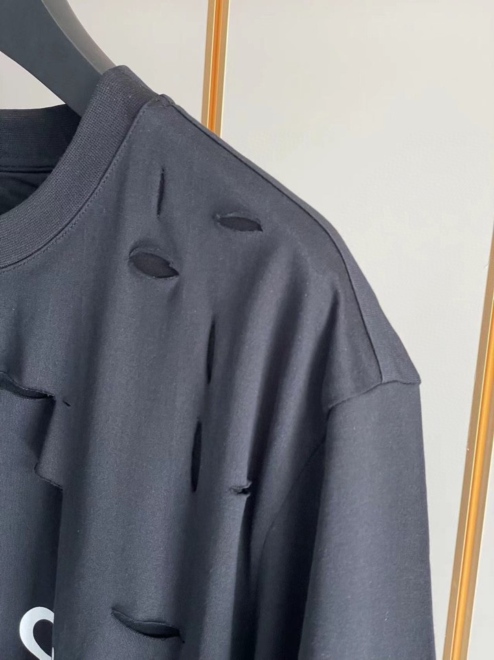 ジバンシィとはコピー 純綿 Tシャツ 半袖 トップス シンプル ダメージ加工のデザイン 5色可選 ブラック_7