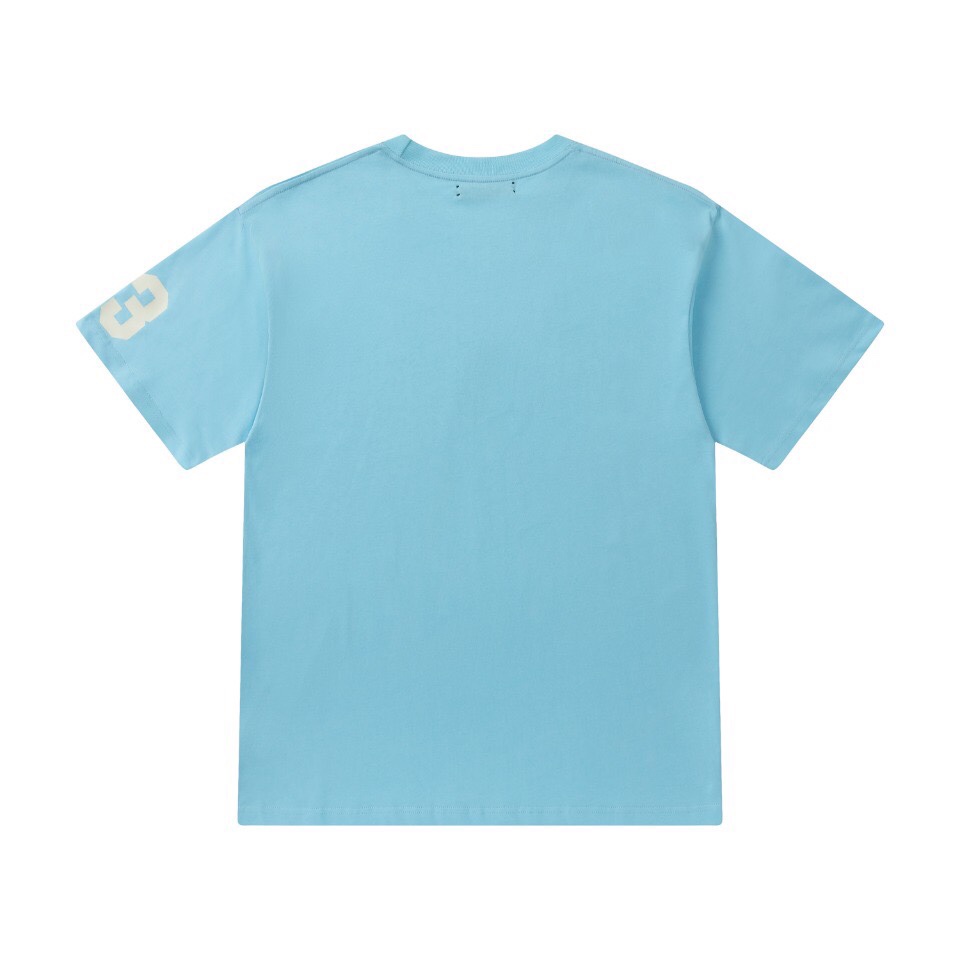 AMIRI 人気定番可愛い tシャツたたみコピー LOGOプリント 半袖 柔らかい 純綿 トップス ブルー_2