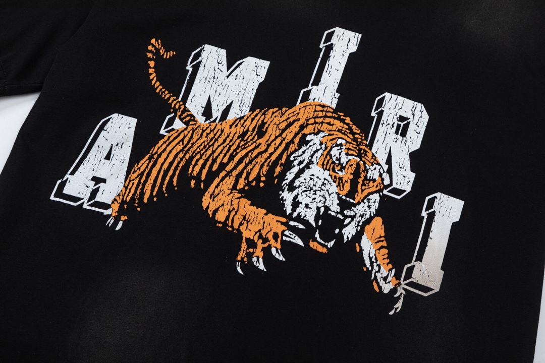 AMIRI 人気定番豊富な アメリカ屋tシャツ激安通販 タイガープリント 純綿 快適 トップス  短袖 柔らかい ブラック_3