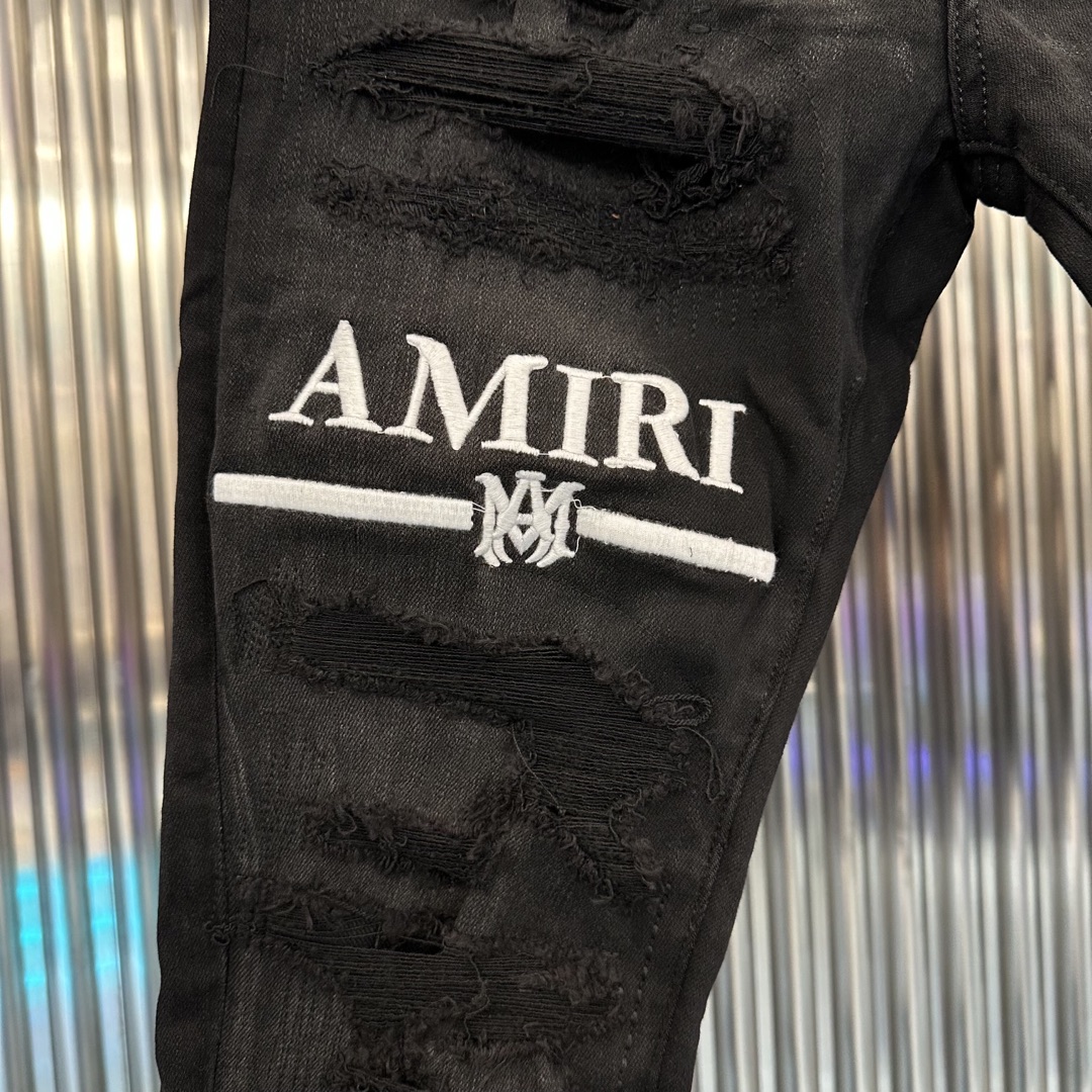 AMIRI アメリカミズアブスーパーコピー デニムズボン 美脚 パンツ ロゴプリント 柔らかい シンプル 限定販売 ブラック_2