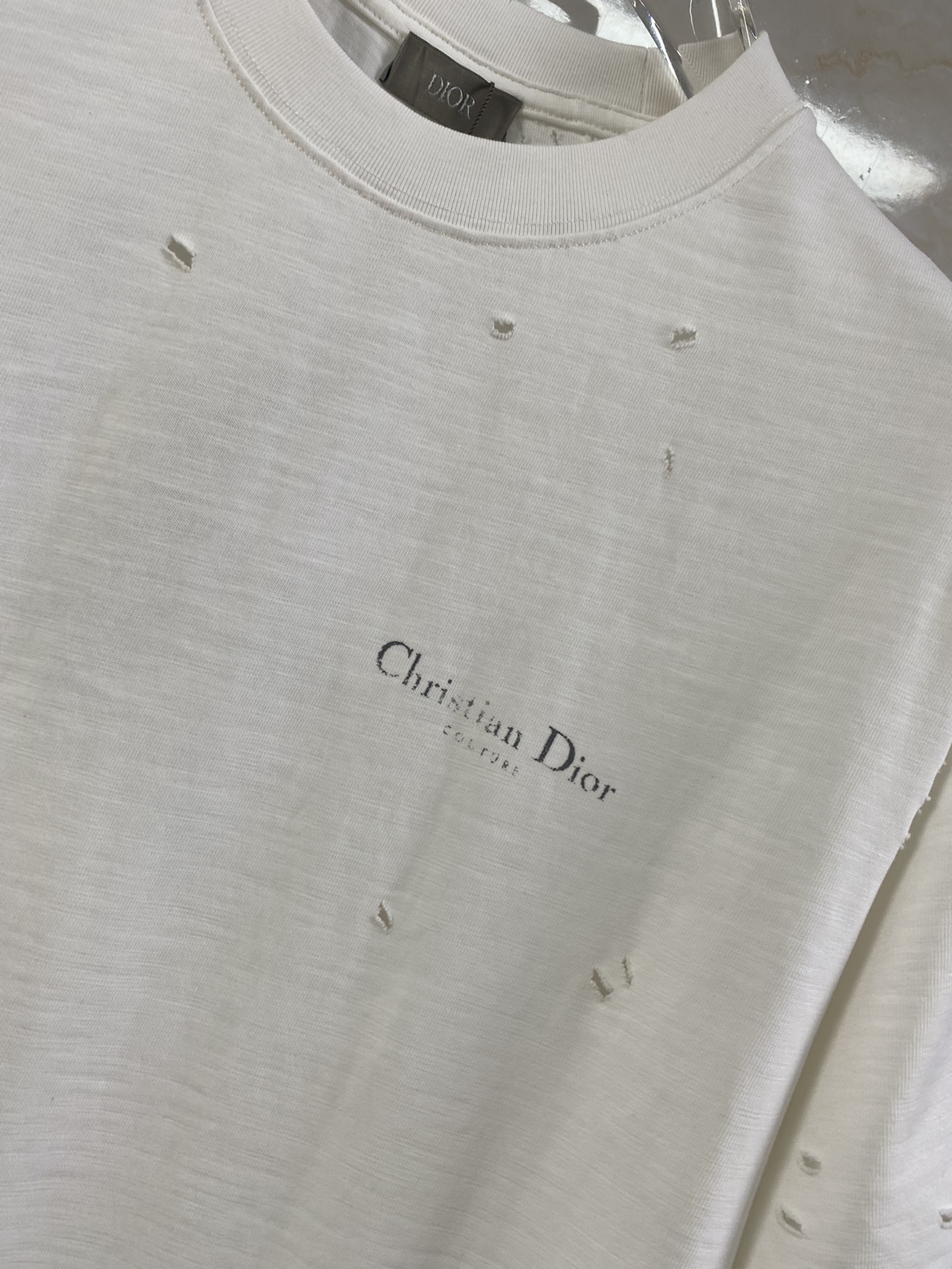 お得100%新品 tシャツ ディオール激安通販 純綿 トップス 短袖 シンプル 男女兼用 ホワイト_5