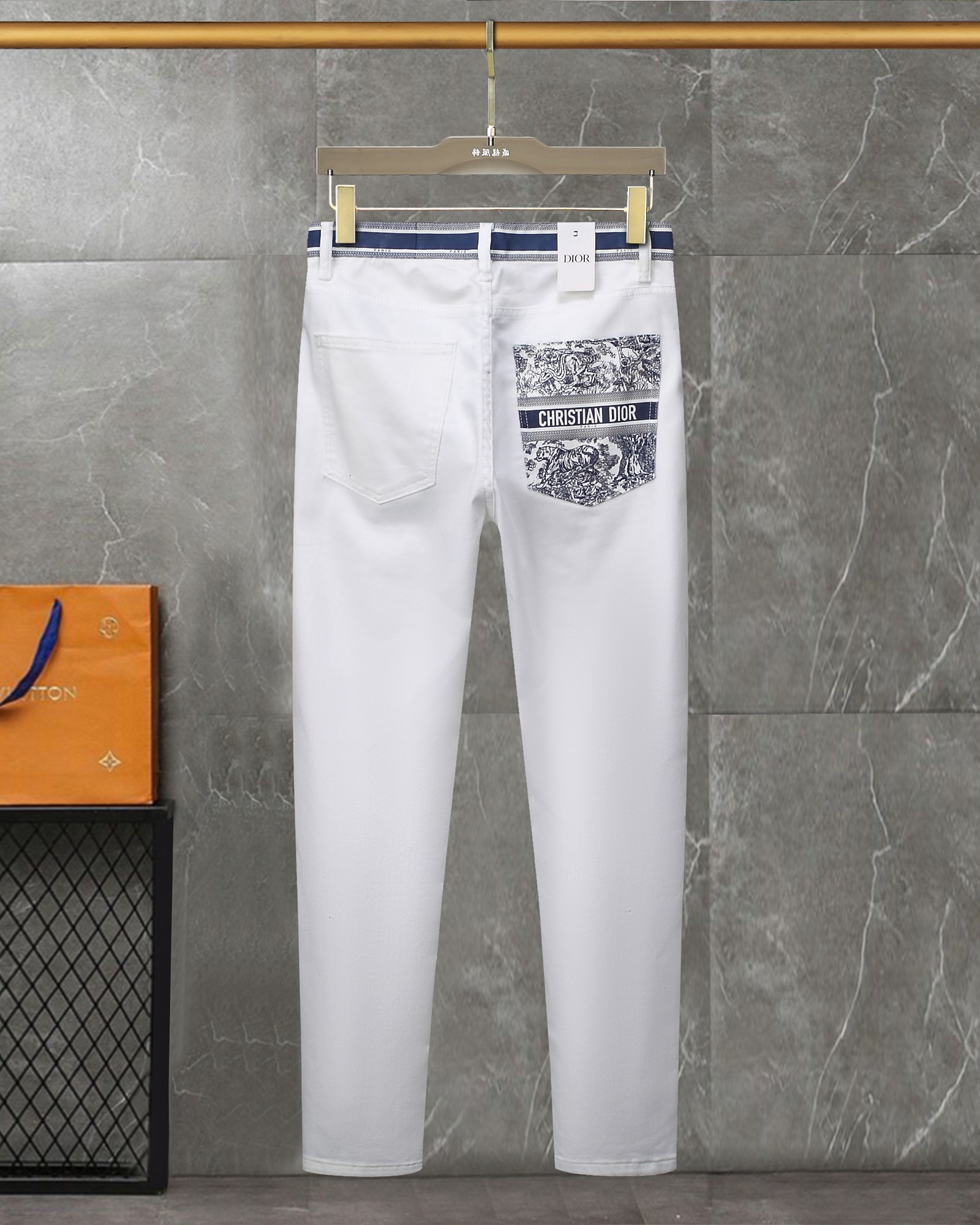 HOT品質保証 ディオール パンツ メンズ激安通販 デニム ズボン ジーンズ 夏品 薄い 柔らかい 美脚 ファッション ホワイト_2
