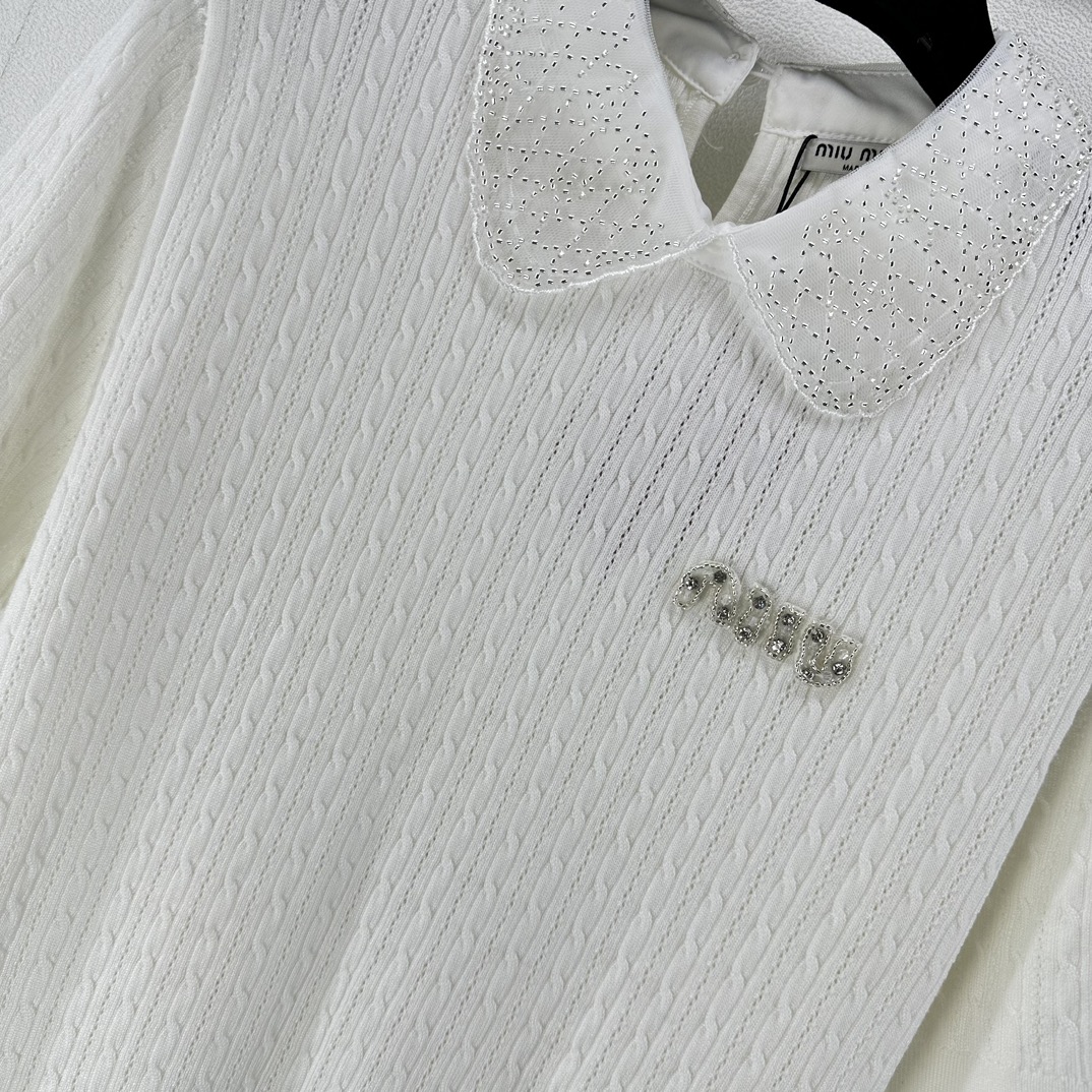ミュウミュウ ローブルースーパーコピー 短袖 Tシャツ トップス 軽量 薄い シンプル 純綿 HOT品質保証 ホワイト_5