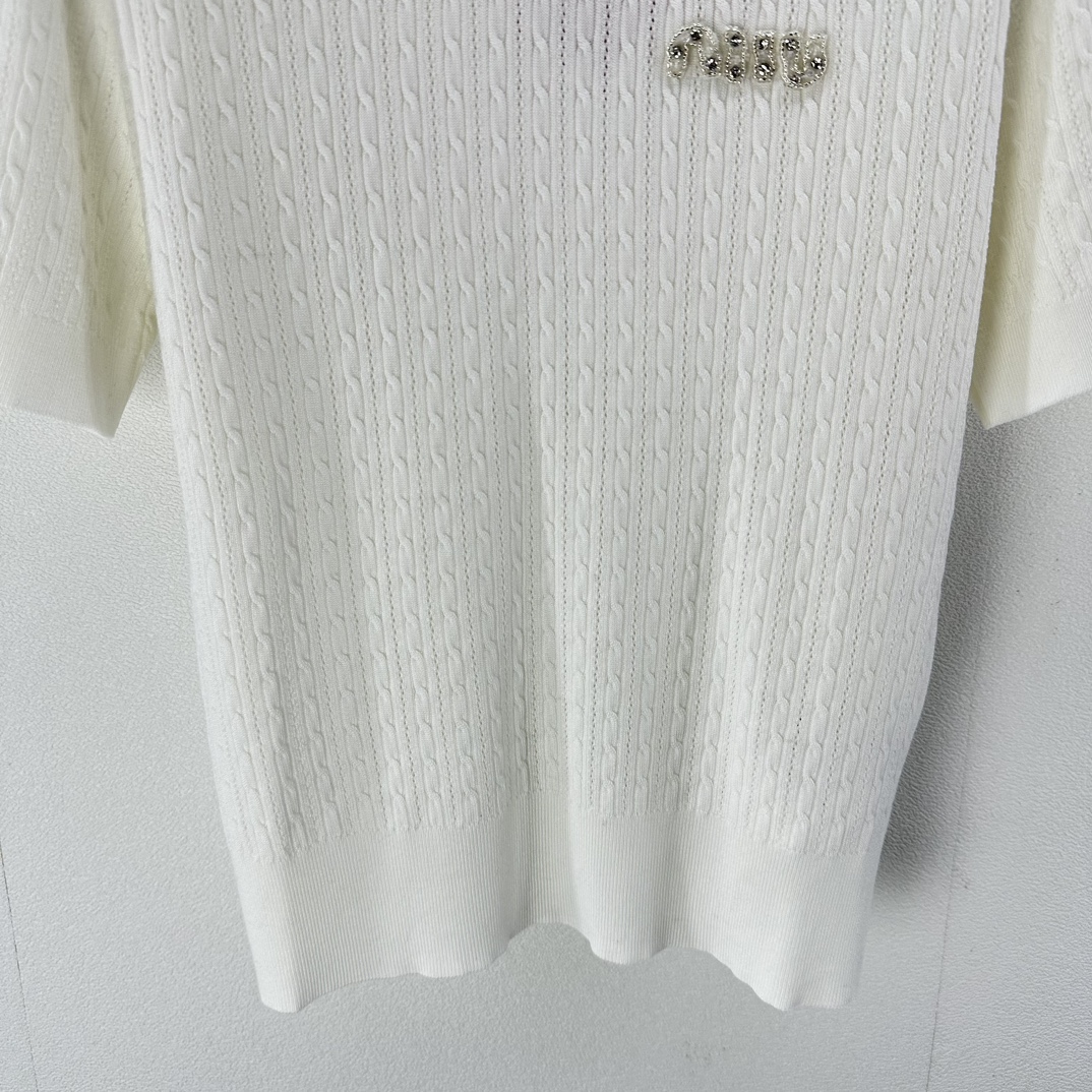 ミュウミュウ ローブルースーパーコピー 短袖 Tシャツ トップス 軽量 薄い シンプル 純綿 HOT品質保証 ホワイト_6