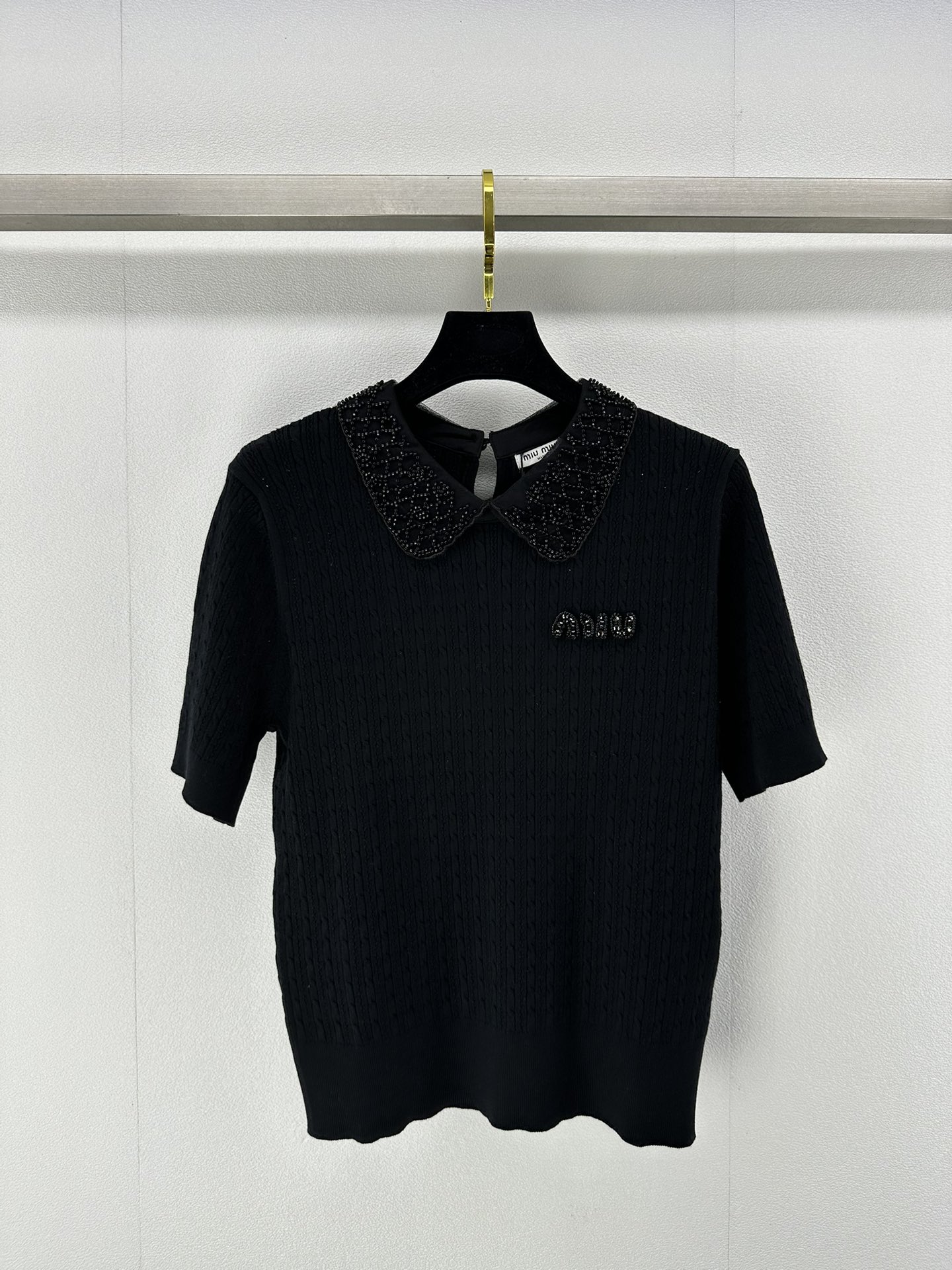 ミュウミュウに似たブランド激安通販 短袖 Tシャツ トップス 軽量 薄い シンプル 純綿 HOT品質保証 ブラック_1
