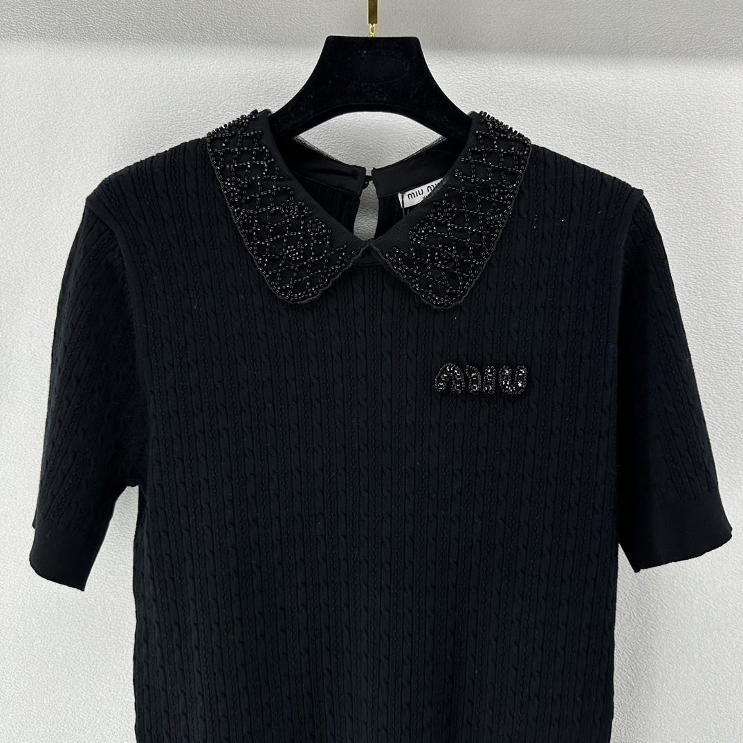 ミュウミュウに似たブランド激安通販 短袖 Tシャツ トップス 軽量 薄い シンプル 純綿 HOT品質保証 ブラック_4