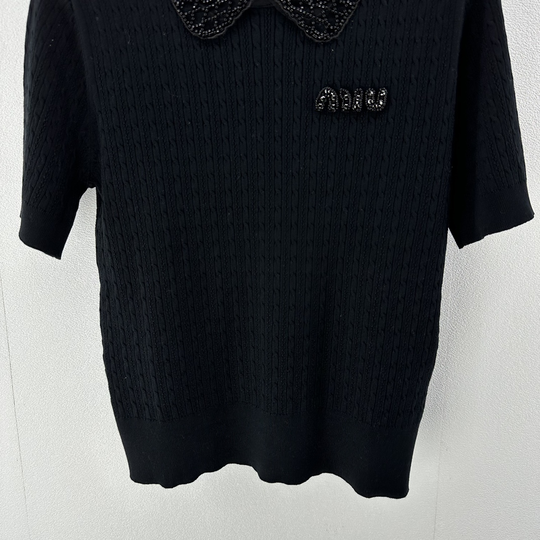 ミュウミュウに似たブランド激安通販 短袖 Tシャツ トップス 軽量 薄い シンプル 純綿 HOT品質保証 ブラック_6