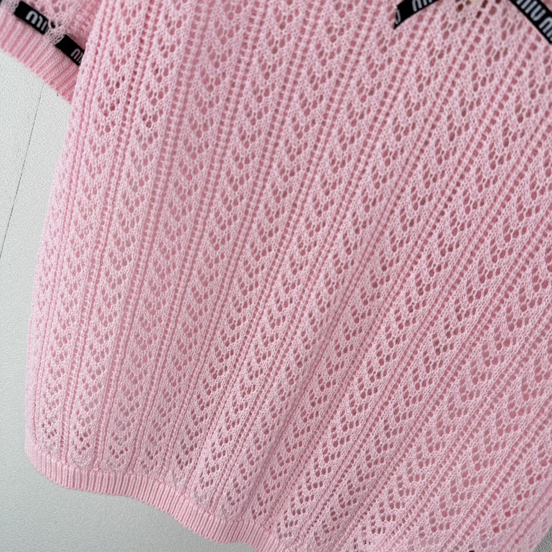 miumiuセーター激安通販 柔らかい ニット 半袖 セーター トップス 蝶結び 新品 ファッション ピンク_8