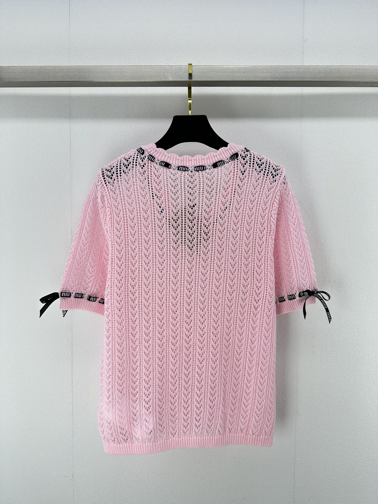 miumiuセーター激安通販 柔らかい ニット 半袖 セーター トップス 蝶結び 新品 ファッション ピンク_10