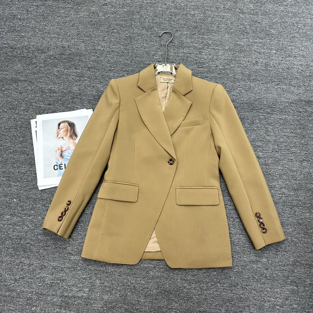 バーバリー トップス偽物 ビジネス スーツ 高級品 シンプル ジャケット 快適  1点 人気販売 ファッション ブラウン_1