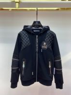 フィリッププレインアウター激安通販 暖かい 防寒 レザー ファッション ジャケット ブラック