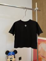 smfktシャツ激安通販 純綿 シンプルトップス 短袖 十字刺繍 ゆったり 人気もの ブラック