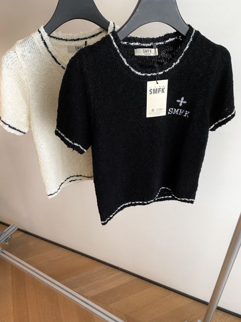 激安大特価最新作のSMFKセーター アマゾン偽物 短袖トップス ニット 刺繡 人気もの 2色可選 
