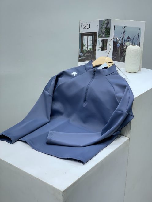 デサント チームtシャツｎ級品 シンプル  純綿 長袖トップス ゆったり ファッション 2色可選 ブルー ホワイト