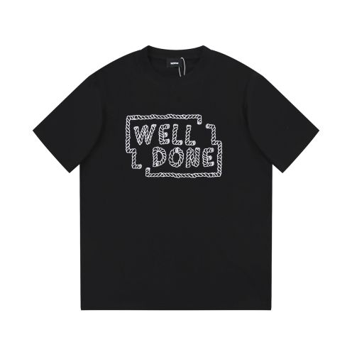 WE11DONE 最安値人気 ウェルダン 韓国激安通販 Tシャツ 純綿トップス 短袖 シンプル ブラック