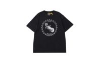 セントマイケル tシャツ 偽物コピー 平和鳩プリント トップス 純綿 半袖 シンプル バラプリント ブラック