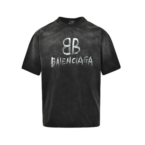 バレンシアガ 定番人気物 コピー 半袖 Tシャツ コットン ブラック 柔らかい 花柄