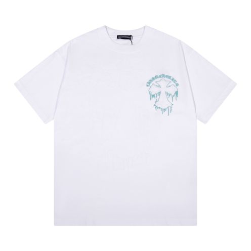 メンズ クロムハーツtシャツ 公式ｎ級品 トップス 純綿 十字架刺繍ロゴ 柔らかい ファッション 通気性いい シンプル ホワイト