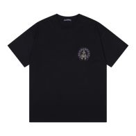 爆買い品質保証 クロムハーツtシャツ偽物 トップス 純綿 ロゴプリント 柔らかい 夏人気服 ブラック