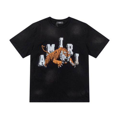 AMIRI 人気定番豊富な アメリカ屋tシャツ激安通販 タイガープリント 純綿 快適 トップス  短袖 柔らかい ブラック