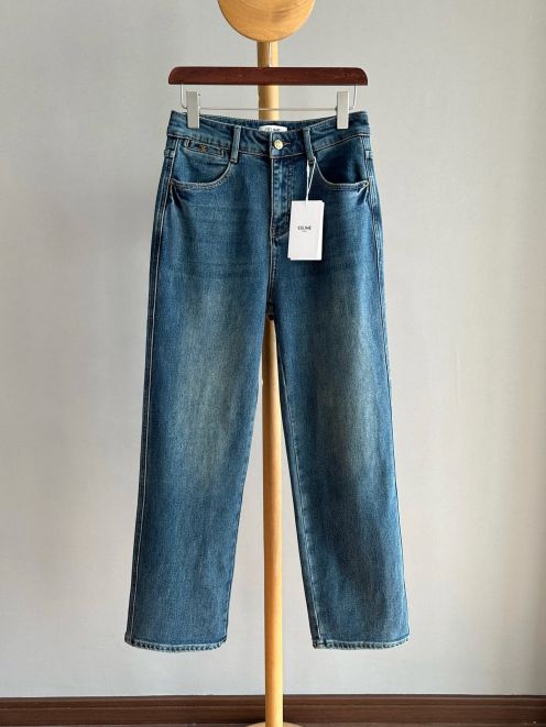 celine ジーンズＮ級品 ズボン カジュアルパンツ 筒形ズボン シンプル ファッション デニム 柔らかい ブルー