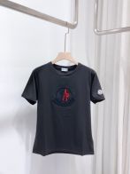 モンクレールtシャツ値段Ｎ級品 純綿 トップス 丸首 半袖 ロゴプリント 刺繍 ファッション 2色可選 ブラック