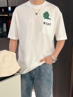 ディオール ロゴ tシャツＮ級品 シンプル 半袖 トップス 純綿 丸首 高品質 プリント ファッション ホワイト 男女兼用