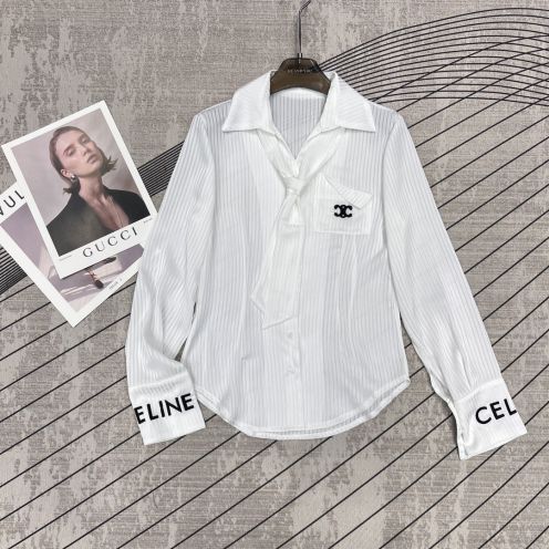 celine トップスＮ級品 長袖シャツ トップス シンプル ビジネス ロゴ刺繍 夏服 ファッション 2色可選 