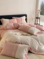 miumiu掛け布団 おすすめ激安通販 4点セット人気セット 掛け布団カバー ベッドカバー 枕カバー 柔らかい シンプル ピンク