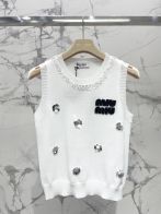 超激得品質保証 miumiu t シャツ レディースコピー 純綿 無袖 ジレー セーター素材 大人気 シンプル ホワイト