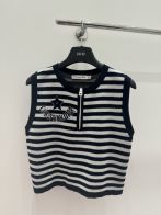 レディース ディオール セーター偽物 トップス 無袖 縞模様 ジレー ロゴ刺繍 ファッション 人気定番 ブラック