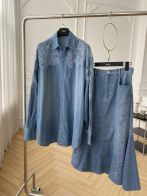 クロエトップスコピー デニムセット 半身スカート デニムシャツ トップス シンプル 人気新作 ブルー