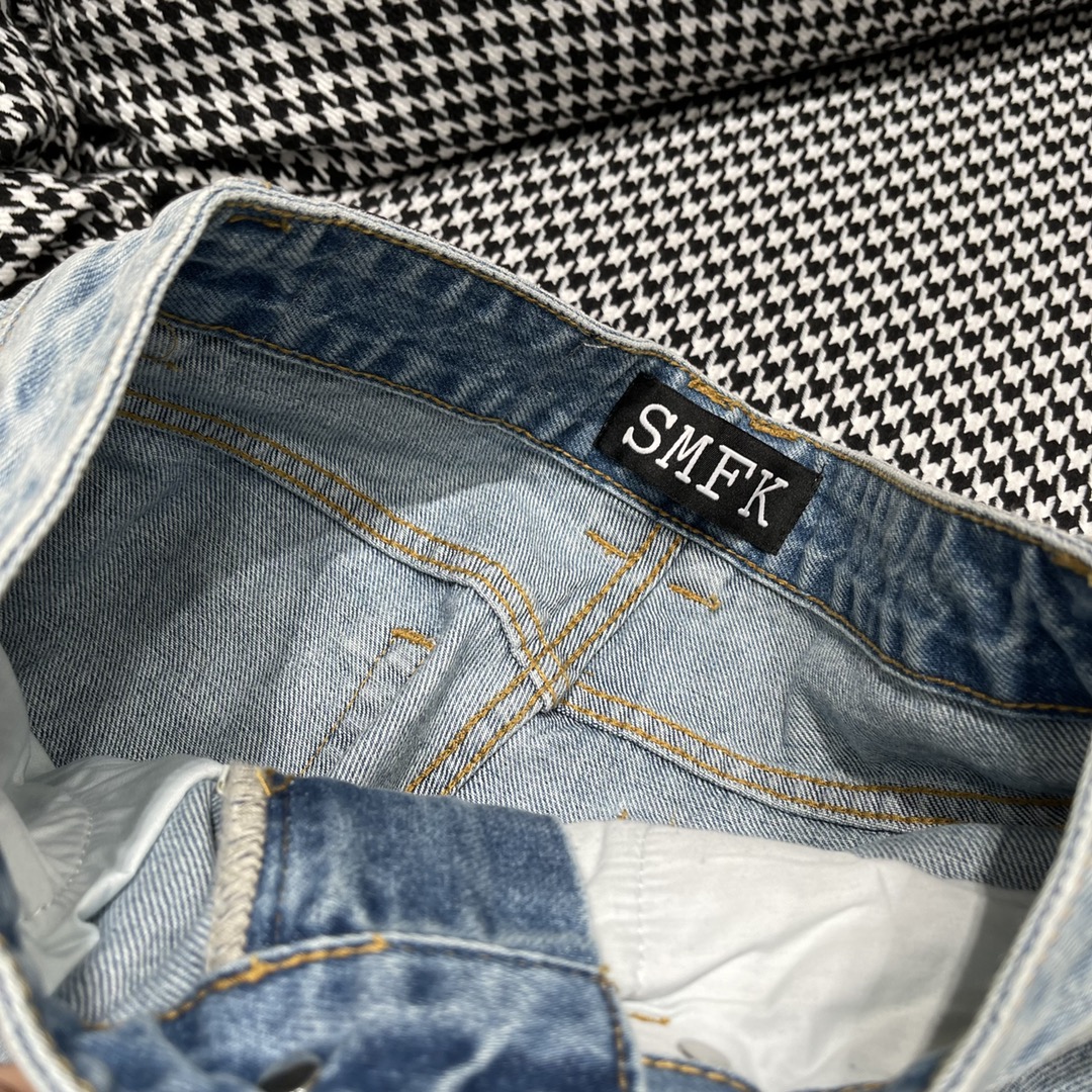お得!!SMFKジーンズ日本偽物 シンプル パンツ 夏 デニムズボン ファッション ダメージ 人気新作 ブルー_7