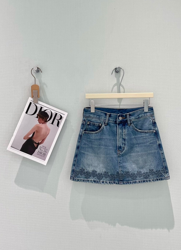 chanel ツイード スカート偽物 デニム 人気新作 半身 ファッション 品質保証 A形 美脚 レディース ブルー_1