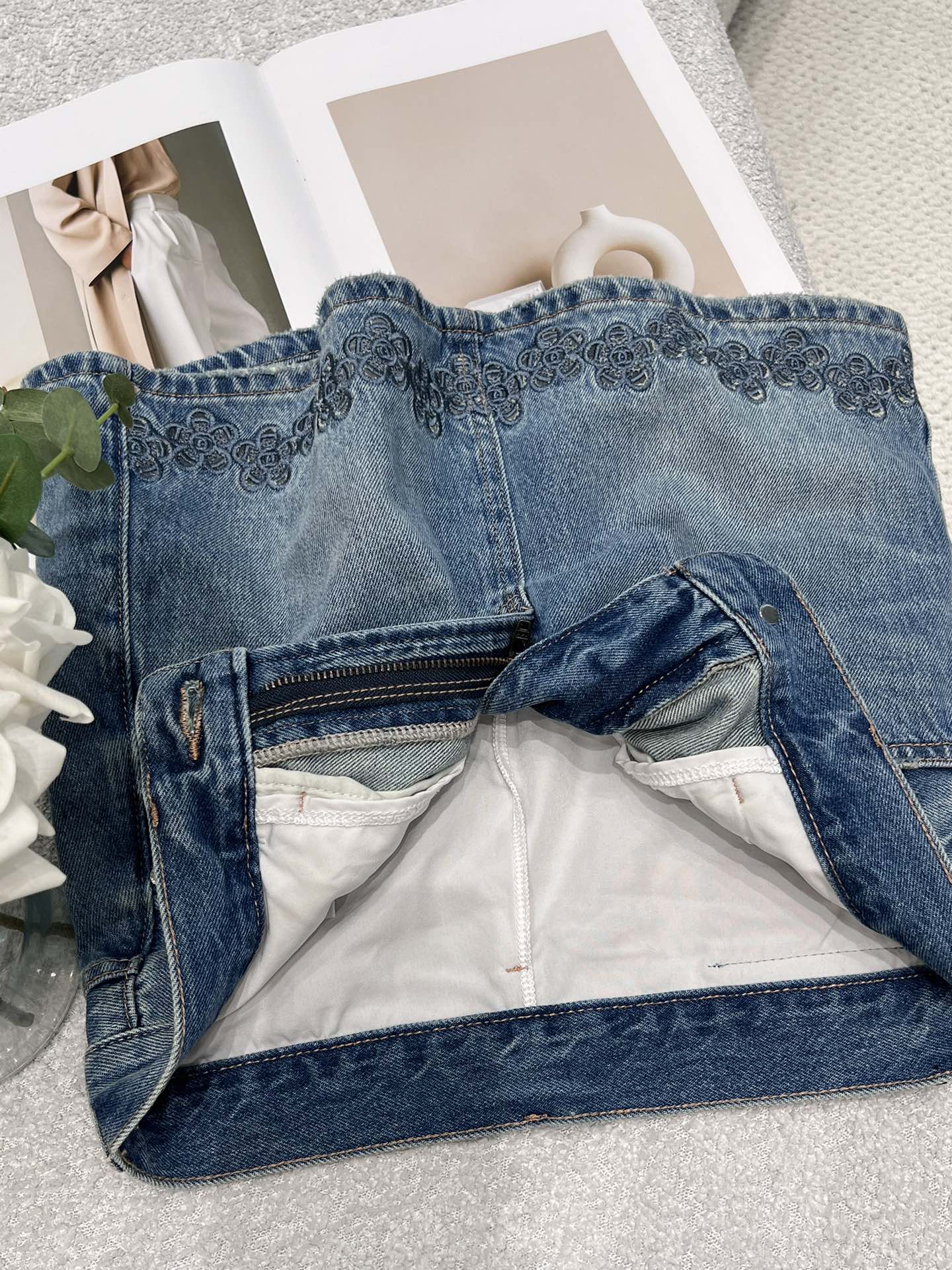 chanel ツイード スカート偽物 デニム 人気新作 半身 ファッション 品質保証 A形 美脚 レディース ブルー_6