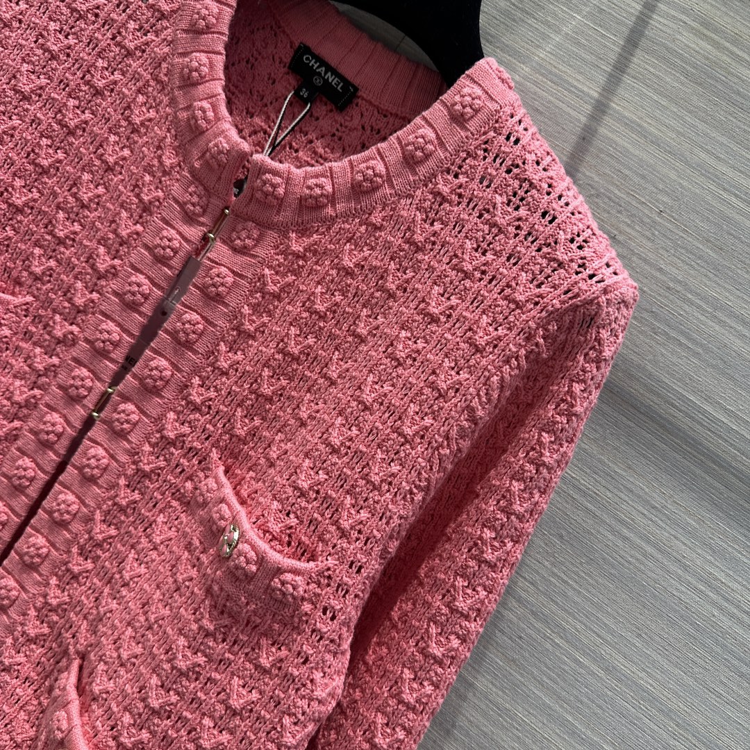 chanel ツイード ジャケット偽物 春新作 アウター トップス レディース 編み ファッション 人気服 ピンク_7