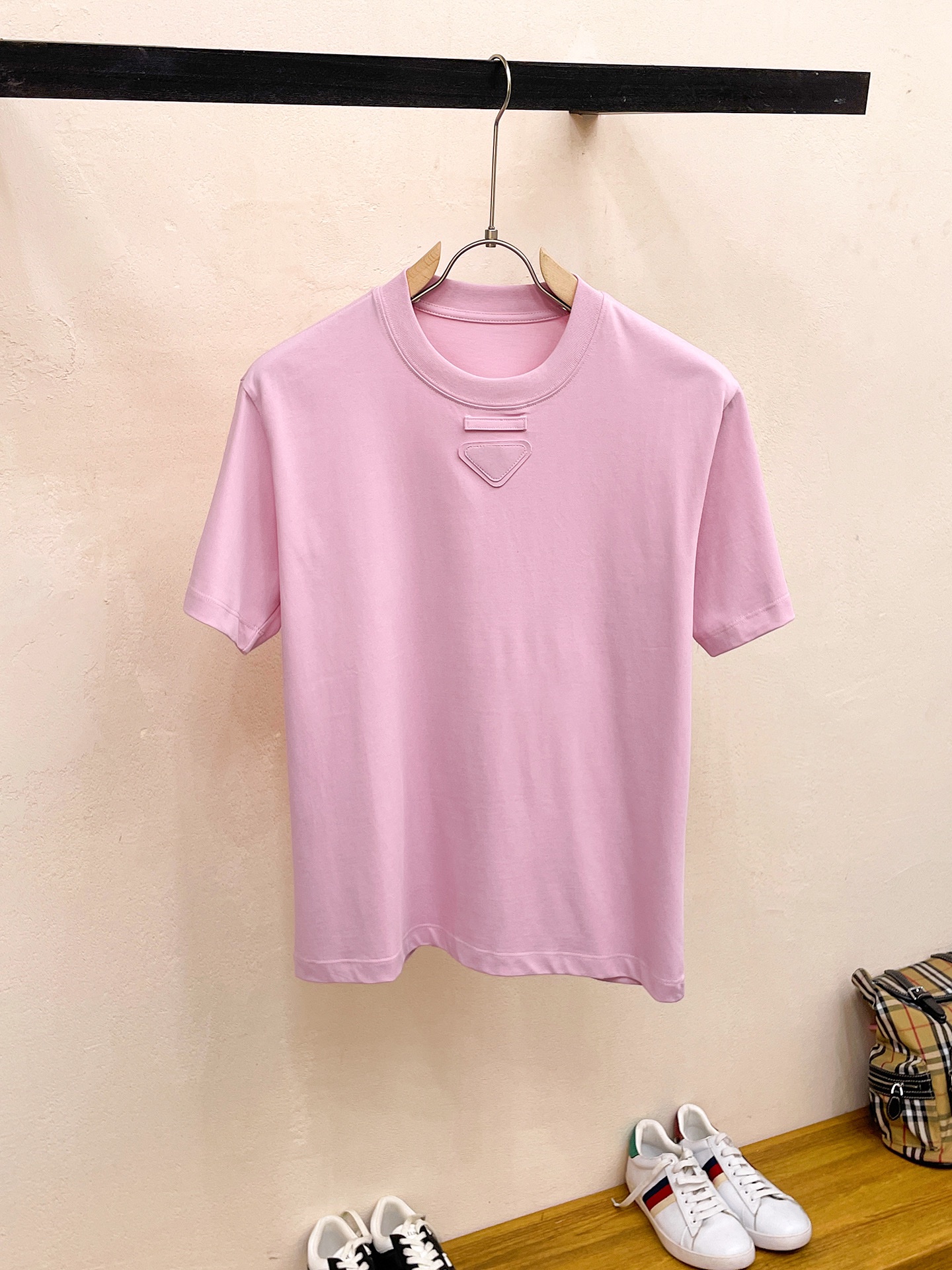 prada の t シャツ激安通販 短袖 ゆったり 純綿 トップス プリント 柔らかい シンプル ピンク_1