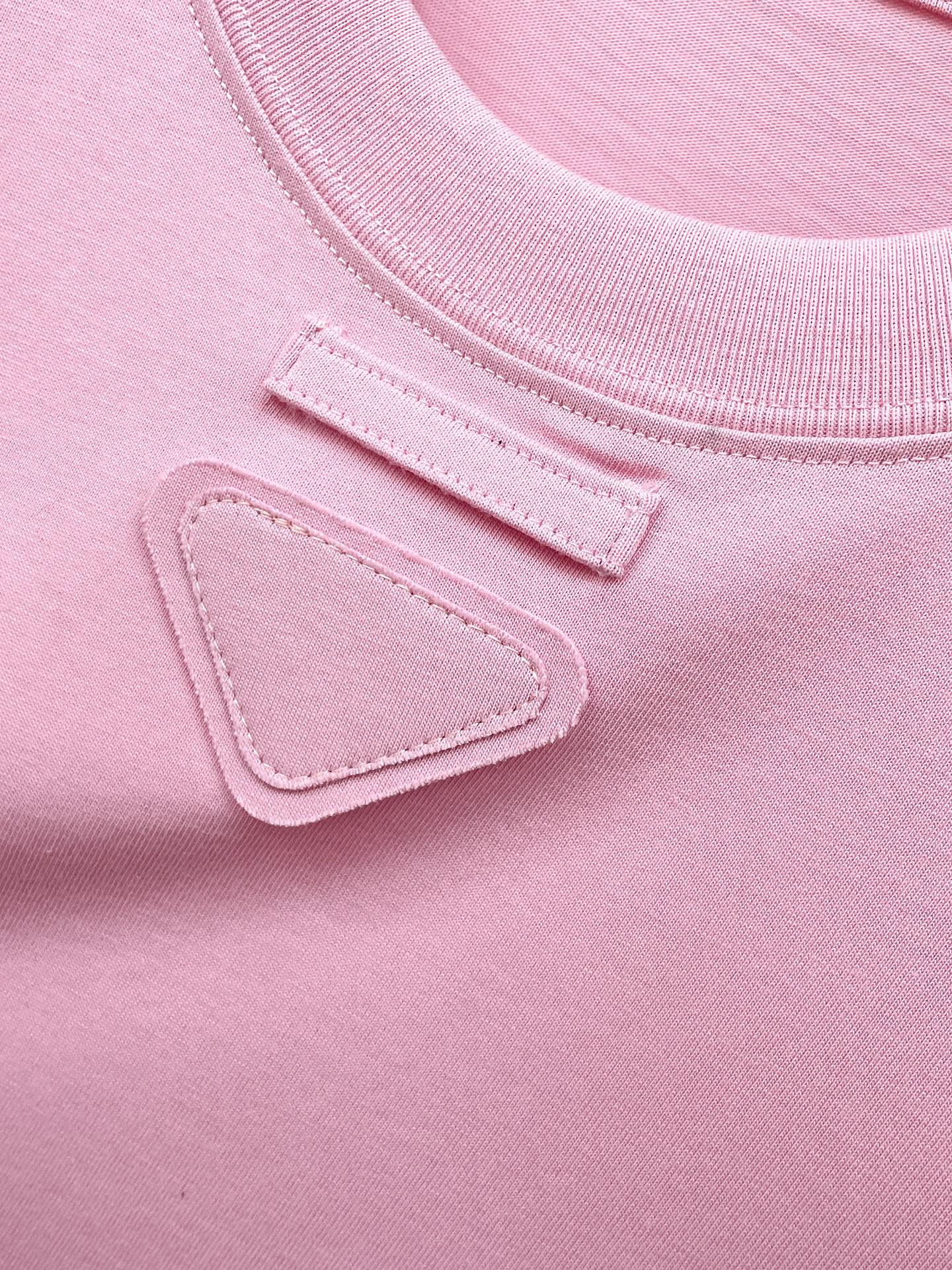 prada の t シャツ激安通販 短袖 ゆったり 純綿 トップス プリント 柔らかい シンプル ピンク_4